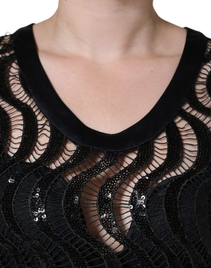 Dolce &amp; Gabbana Blusa sin mangas con lentejuelas negras