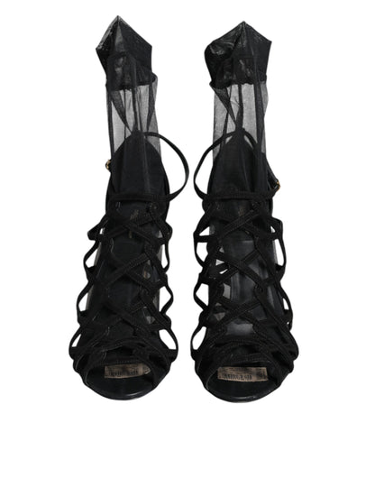 Dolce &amp; Gabbana Zapatos sandalias de tacón elástico de tul negro