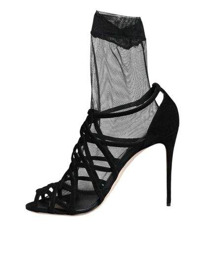 Dolce &amp; Gabbana Zapatos sandalias de tacón elástico de tul negro