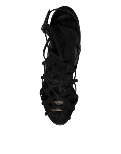 Dolce &amp; Gabbana Zapatos sandalias de tacón elástico de tul negro