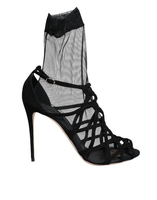 Dolce &amp; Gabbana Zapatos sandalias de tacón elástico de tul negro
