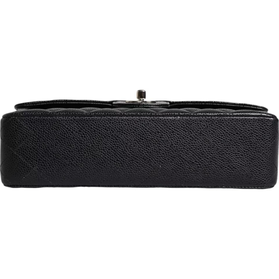 Chanel Black Caviar Medium Classic Double Flap Shoulder Quilted Silver Bag – par Chanel | Disponible sur Sandy Store ByNet