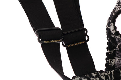 Dolce &amp; Gabbana Elegante sujetador de seda con encaje floral negro