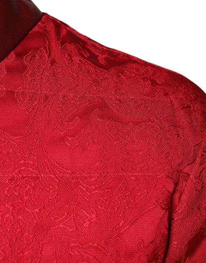Dolce &amp; Gabbana Chaqueta bomber acolchada roja con logo de corona dorada