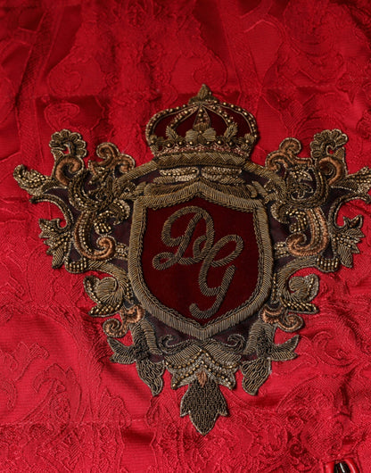 Dolce &amp; Gabbana Chaqueta bomber acolchada roja con logo de corona dorada