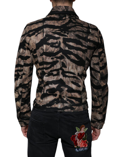 Dolce &amp; Gabbana Chaqueta con cuello y botones de tigre marrón
