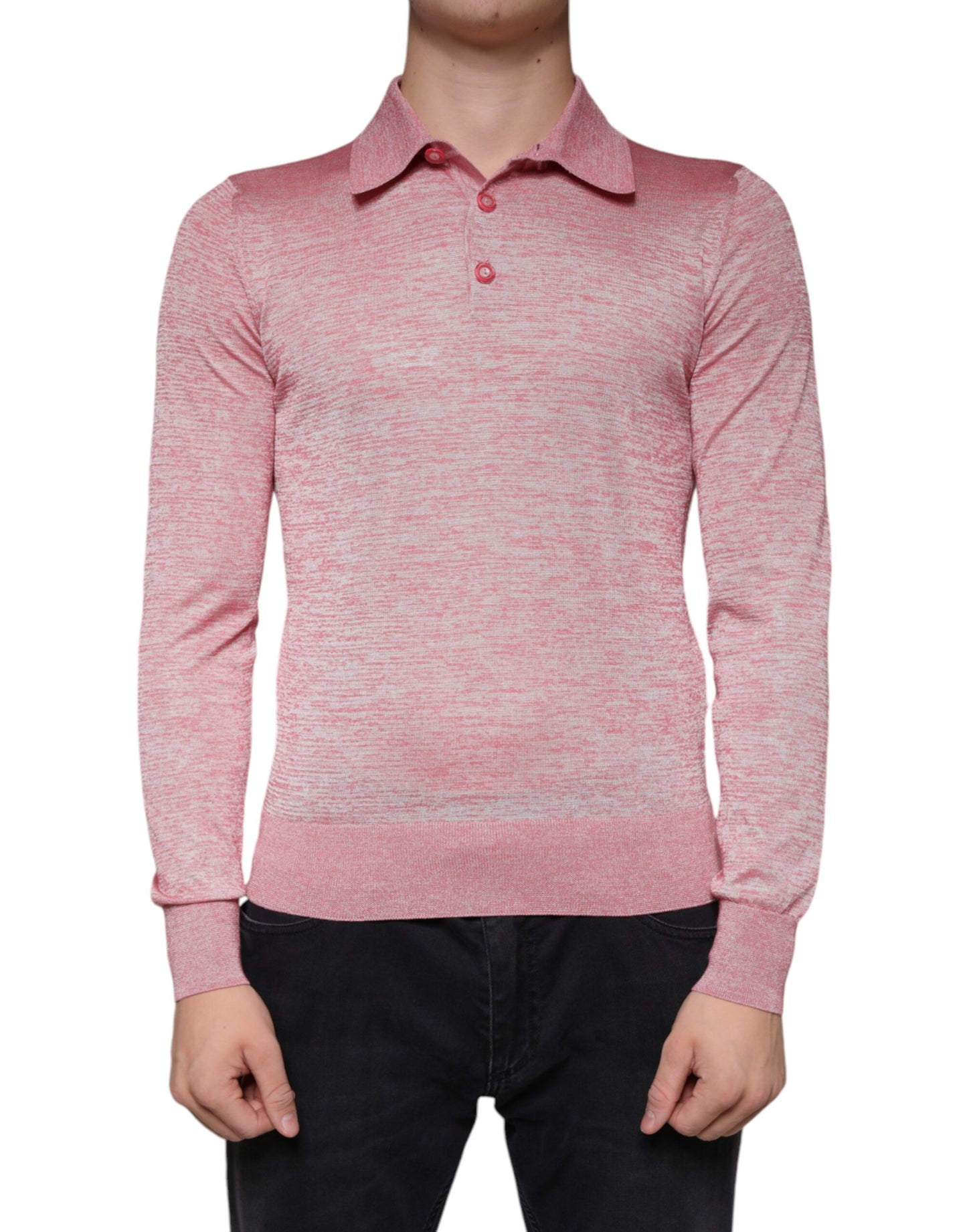 Dolce &amp; Gabbana Polo de manga larga de poliéster rosa para hombre
