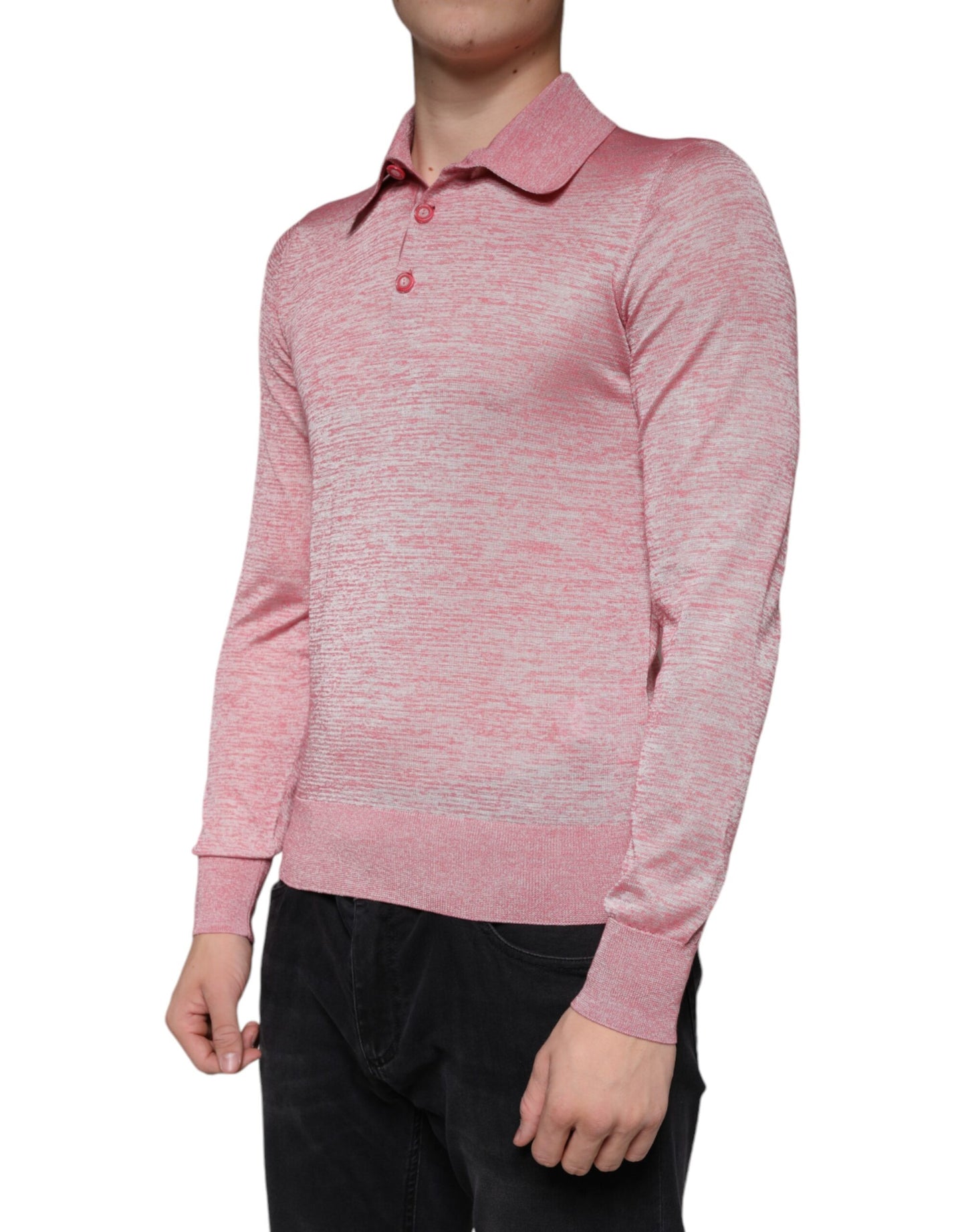 Dolce &amp; Gabbana Polo de manga larga de poliéster rosa para hombre