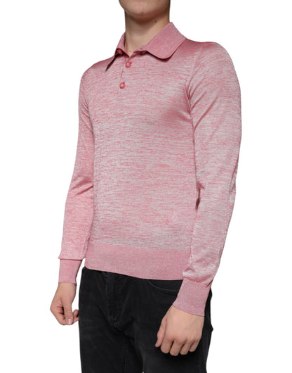 Dolce &amp; Gabbana Polo de manga larga de poliéster rosa para hombre