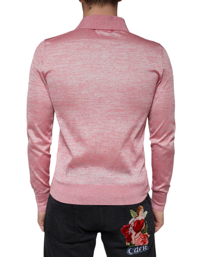 Dolce &amp; Gabbana Polo de manga larga de poliéster rosa para hombre