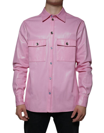 Dolce &amp; Gabbana Camisa rosa con botones y cuello de algodón