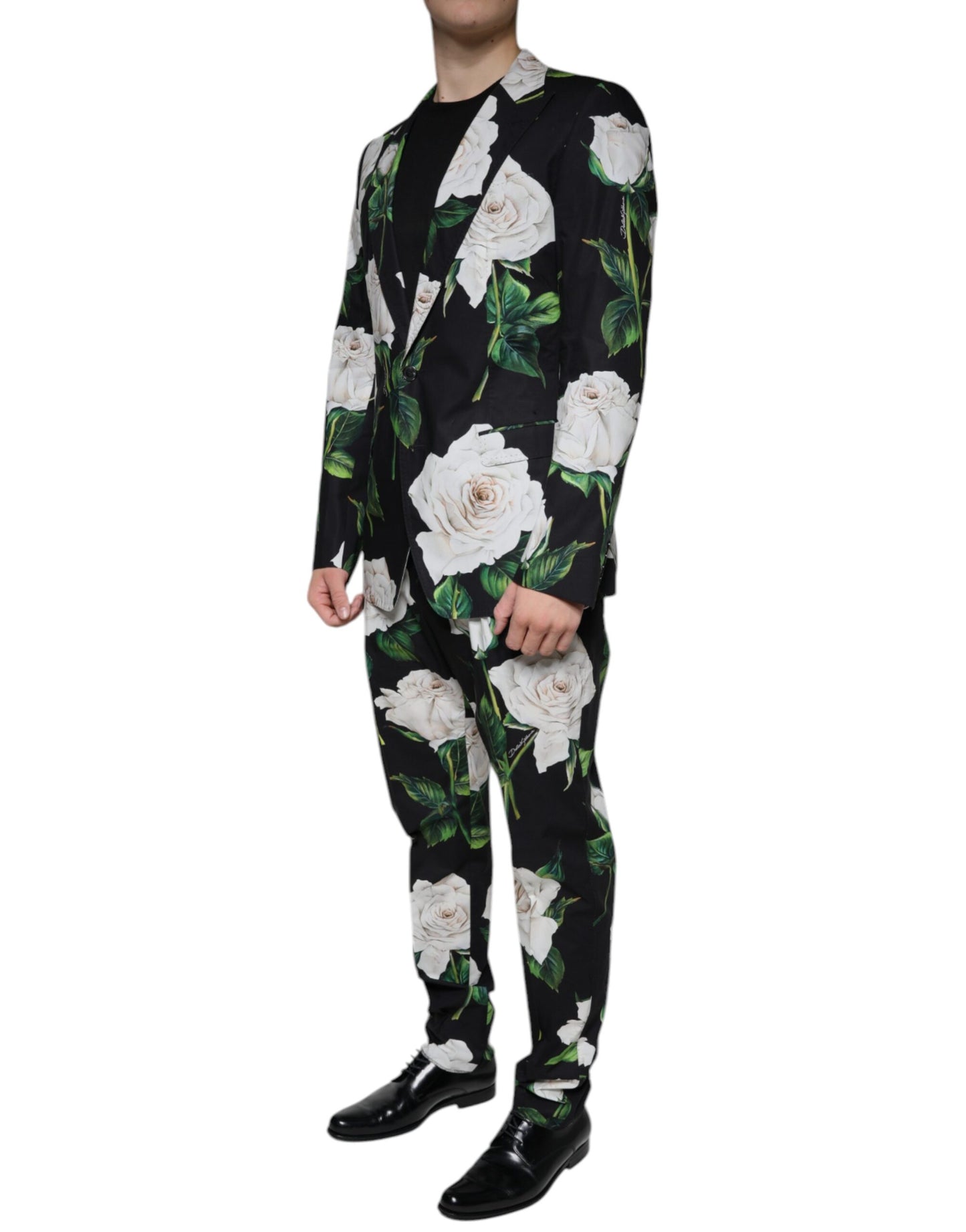 Dolce &amp; Gabbana Traje formal de 2 piezas de algodón rosa negro para hombre