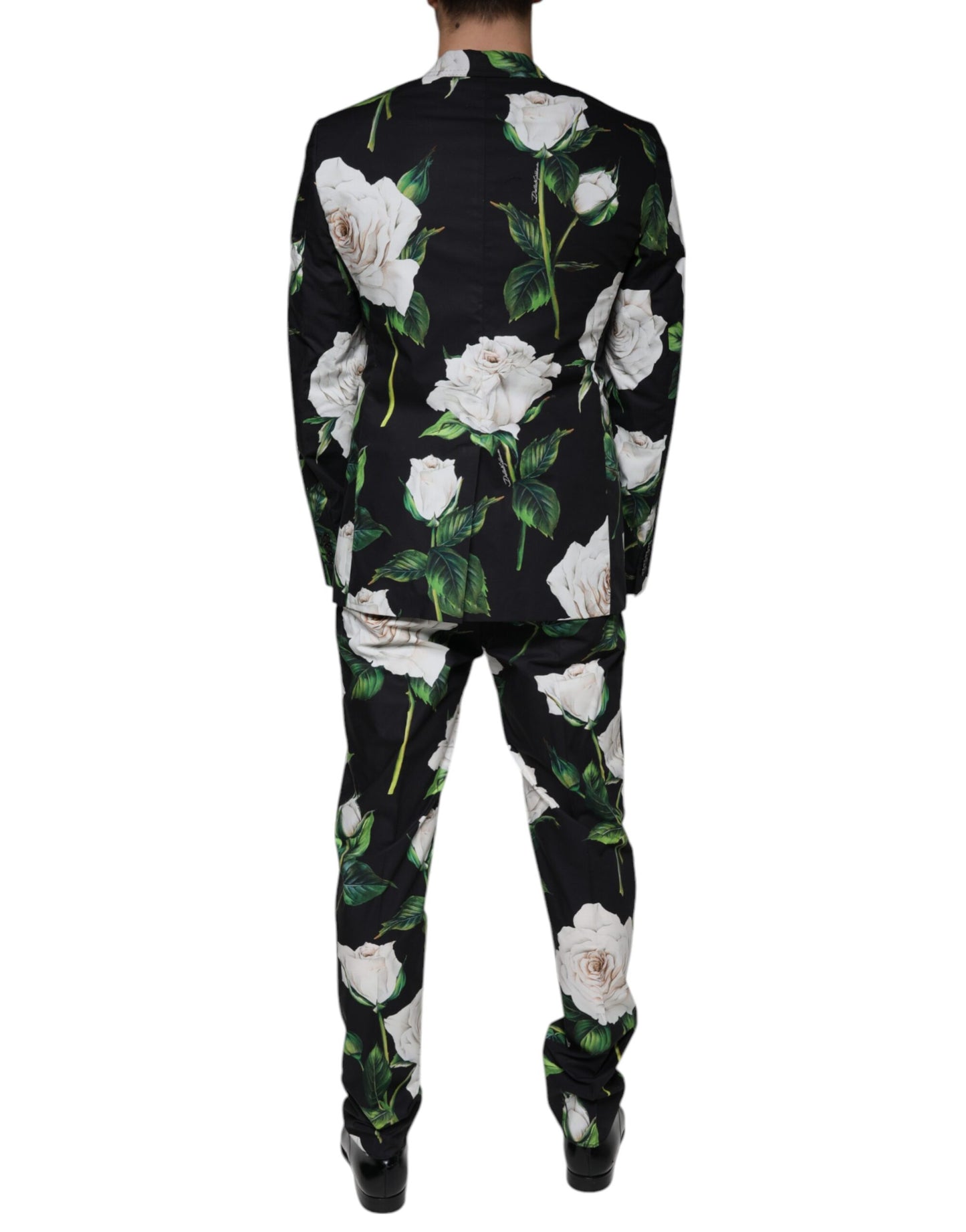 Dolce &amp; Gabbana Traje formal de 2 piezas de algodón rosa negro para hombre