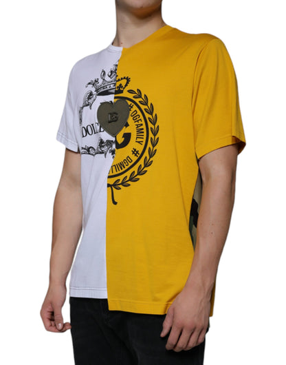 Dolce &amp; Gabbana Camiseta de manga corta con logo estampado blanco y amarillo