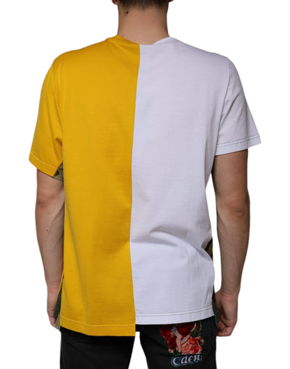 Dolce &amp; Gabbana Camiseta de manga corta con logo estampado blanco y amarillo