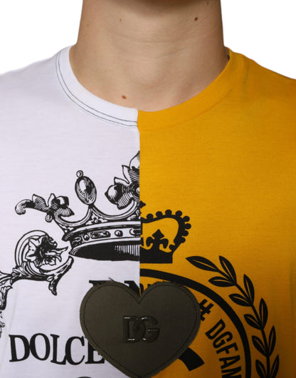 Dolce &amp; Gabbana Camiseta de manga corta con logo estampado blanco y amarillo
