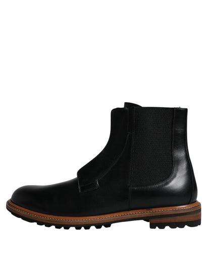 Dolce &amp; Gabbana Botas Chelsea De Media Pantorrilla De Cuero Negro Para Hombre Zapatos