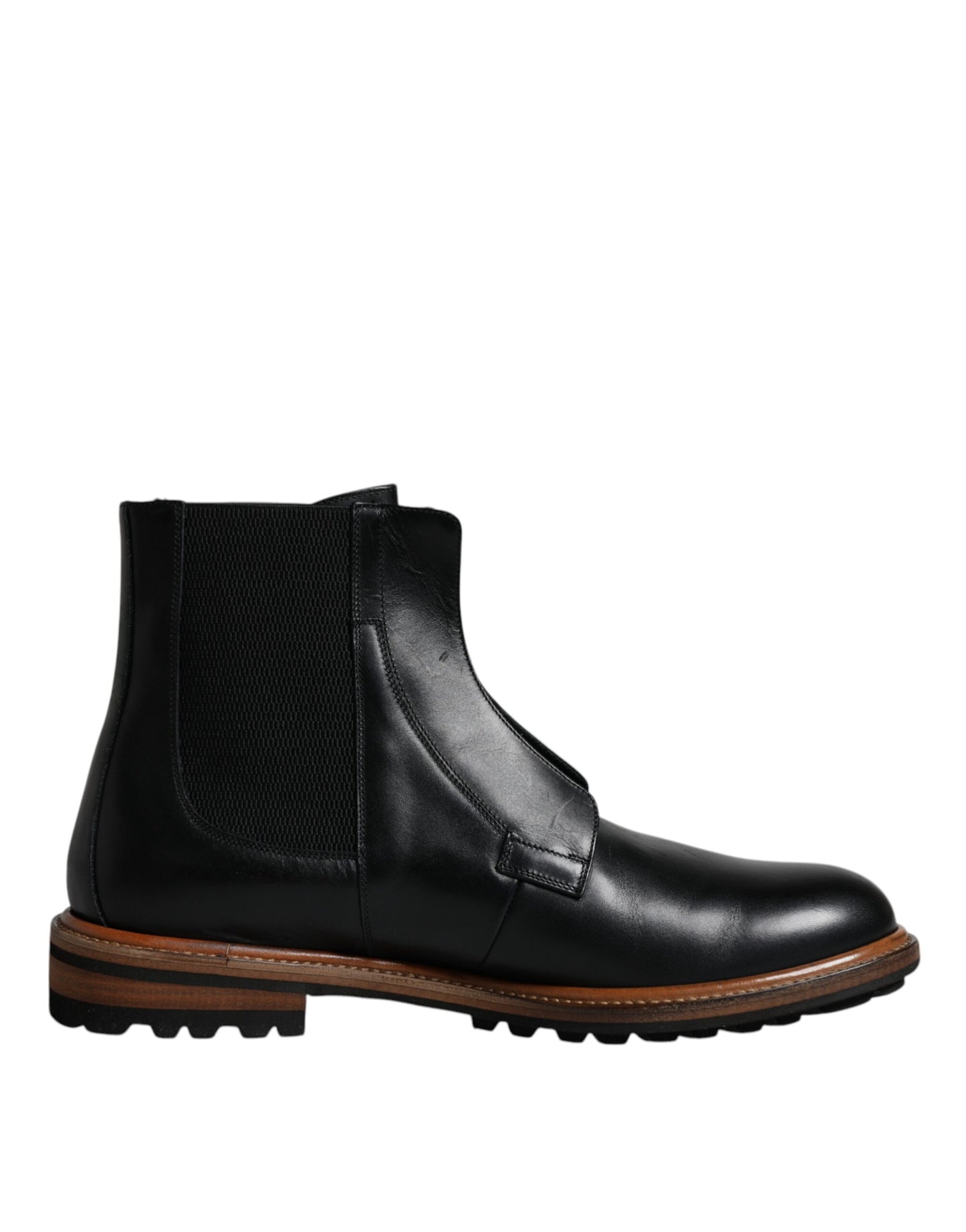 Dolce &amp; Gabbana Botas Chelsea De Media Pantorrilla De Cuero Negro Para Hombre Zapatos