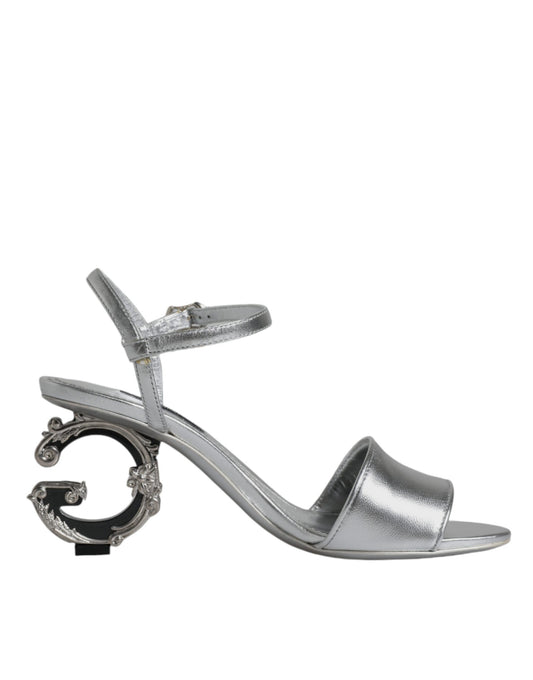 Dolce &amp; Gabbana Plata KEIRA Tacones Sandalias con correa en el tobillo Zapatos
