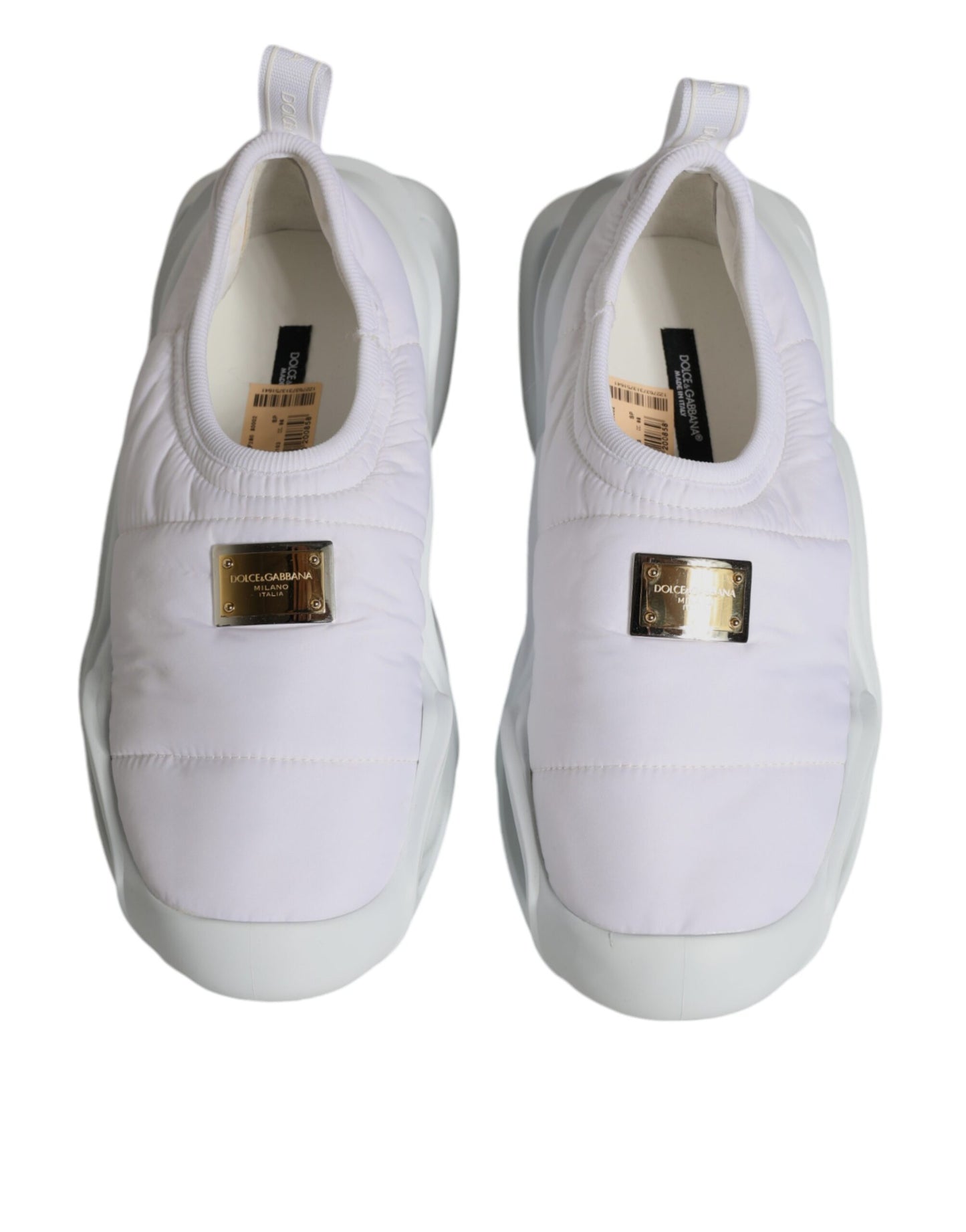 Dolce &amp; Gabbana Zapatillas bajas de tela acolchada blanca Zapatos