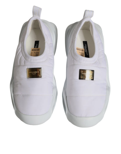 Dolce &amp; Gabbana Zapatillas bajas de tela acolchada blanca Zapatos