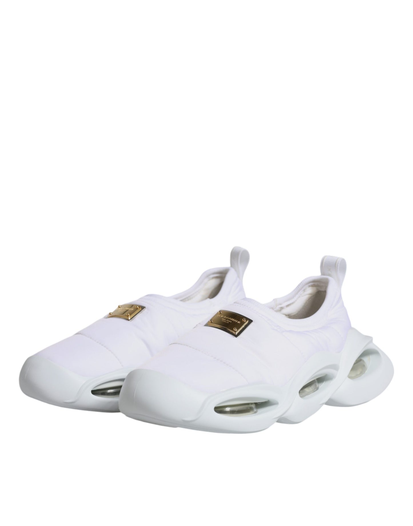 Dolce &amp; Gabbana Zapatillas bajas de tela acolchada blanca Zapatos