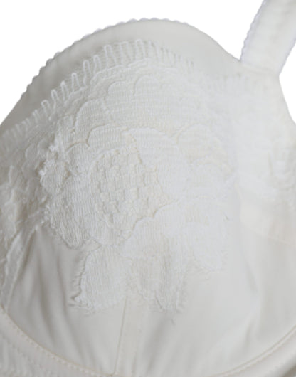 Dolce &amp; Gabbana White Silk Stretch Panty Balconette Bra Underwear