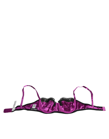 Dolce &amp; Gabbana Purple Silk Underwired Balconette Bra Underwear