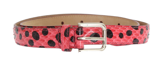 Dolce &amp; Gabbana Cinturón de piel de serpiente con lunares y hebilla plateada