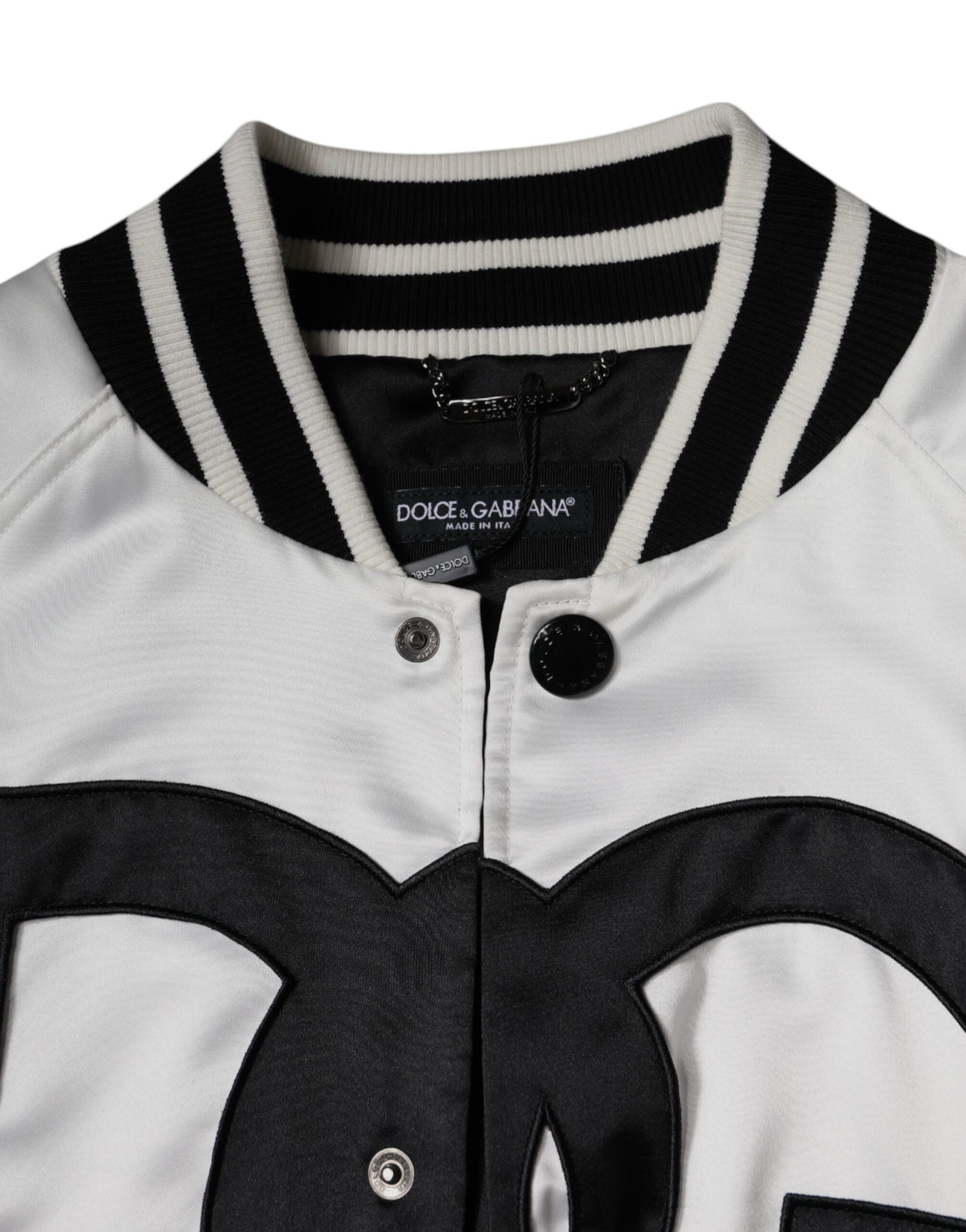 Dolce &amp; Gabbana Chaqueta bomber con cremallera completa y logotipo de poliéster blanco
