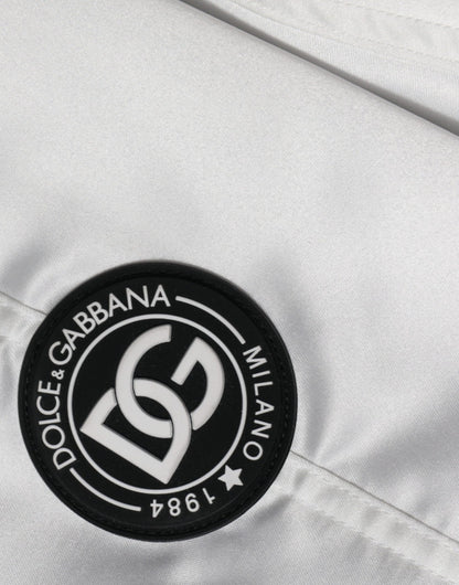 Dolce &amp; Gabbana Chaqueta bomber con cremallera completa y logotipo de poliéster blanco
