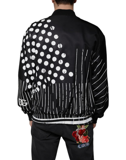 Dolce &amp; Gabbana Cazadora bomber de nailon con rayas y lunares negros