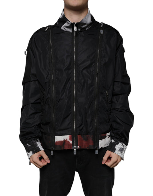 Dolce &amp; Gabbana Cazadora bomber de hombre con cremallera completa de nailon negro