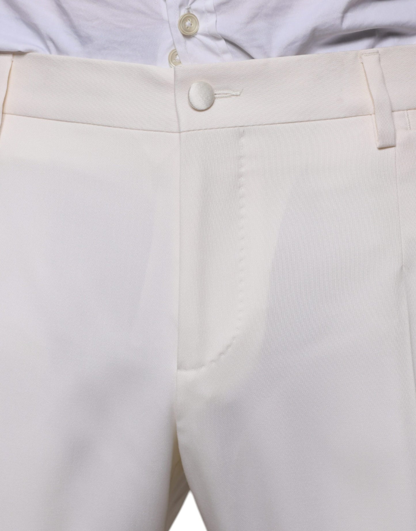 Dolce &amp; Gabbana Traje formal ajustado de 3 piezas de seda y lana blanca