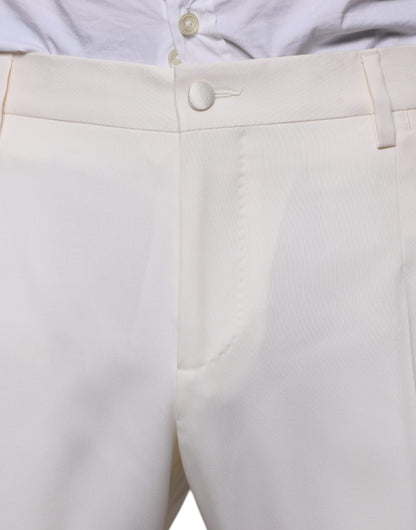 Dolce &amp; Gabbana Traje formal ajustado de 3 piezas de seda y lana blanca