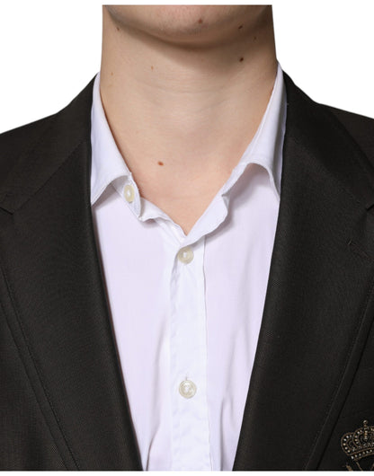Dolce & Gabbana Blazer Brown Green Bee Wool Jacket Coat