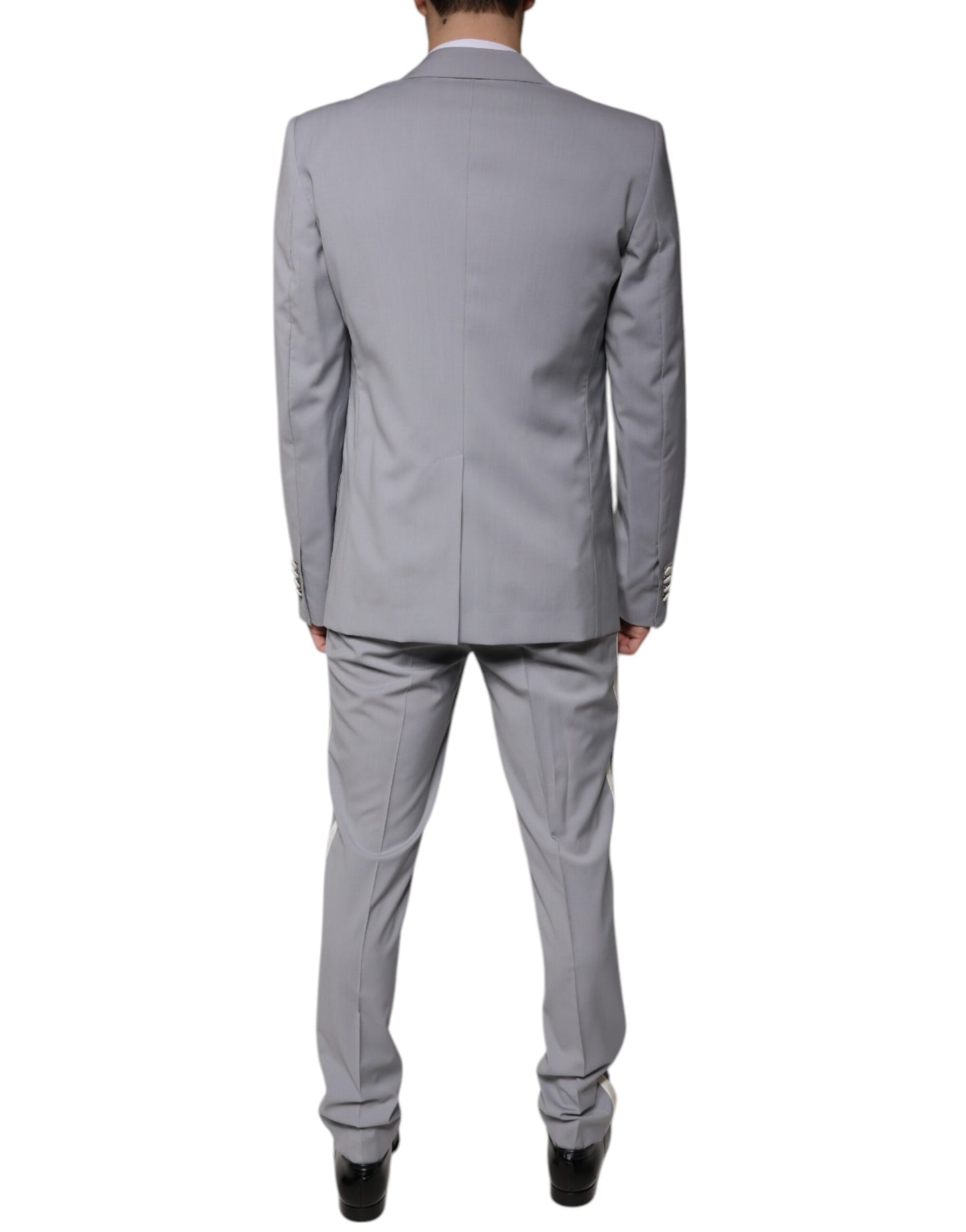 Dolce &amp; Gabbana Traje formal de corte entallado de lana gris de 3 piezas