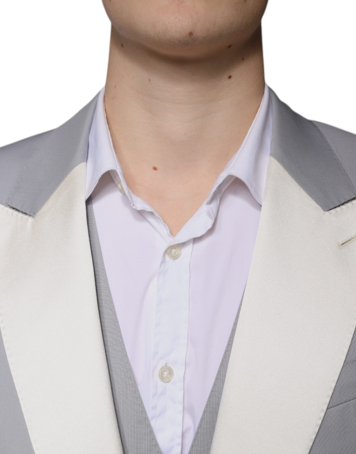 Dolce &amp; Gabbana Traje formal de corte entallado de lana gris de 3 piezas