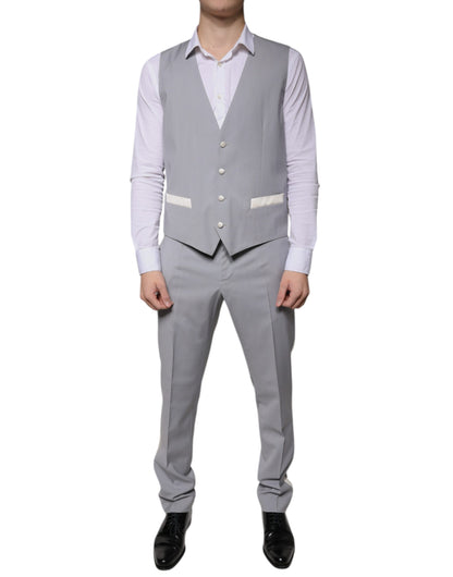 Dolce &amp; Gabbana Traje formal de corte entallado de lana gris de 3 piezas
