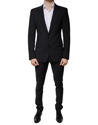 Dolce &amp; Gabbana Traje formal de hombre de corte slim de lana negra de 3 piezas