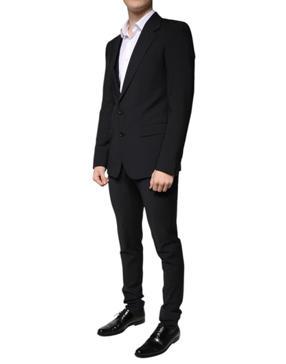 Dolce &amp; Gabbana Traje formal de hombre de corte slim de lana negra de 3 piezas