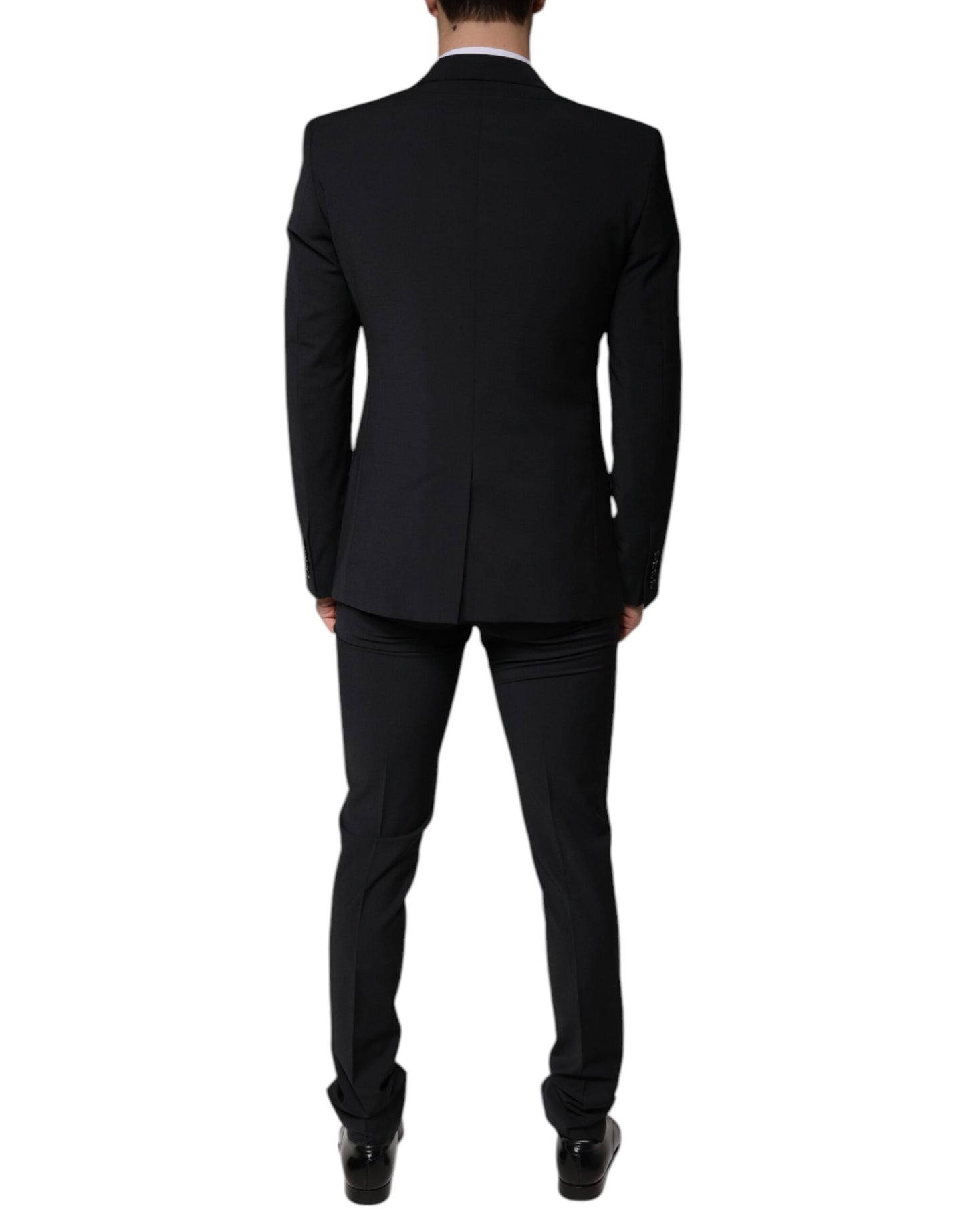 Dolce &amp; Gabbana Traje formal de hombre de corte slim de lana negra de 3 piezas