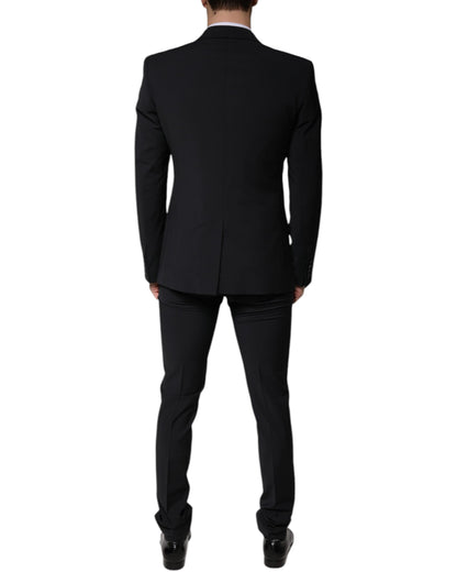 Dolce &amp; Gabbana Traje formal de hombre de corte slim de lana negra de 3 piezas