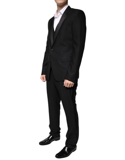 Dolce &amp; Gabbana Traje formal de corte entallado de lana negra de 3 piezas