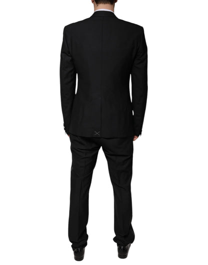 Dolce &amp; Gabbana Traje formal de corte entallado de lana negra de 3 piezas