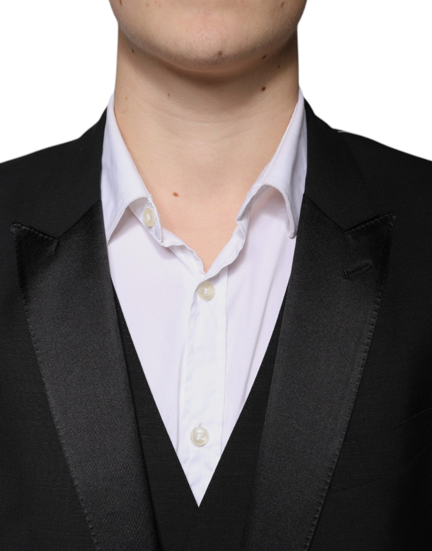 Dolce &amp; Gabbana Traje formal de corte entallado de lana negra de 3 piezas