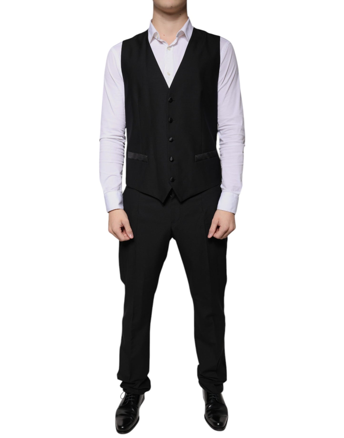 Dolce &amp; Gabbana Traje formal de corte entallado de lana negra de 3 piezas