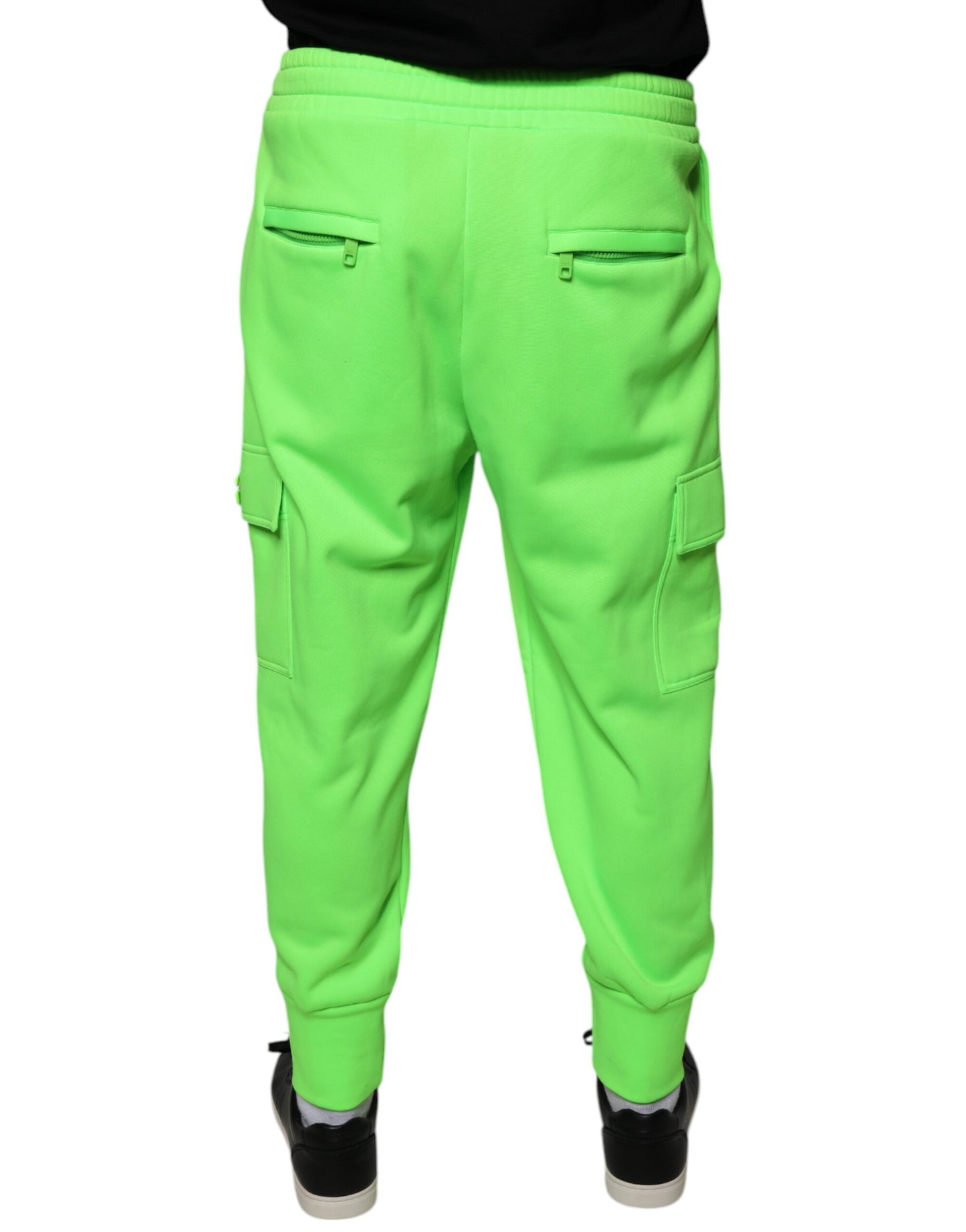 Dolce &amp; Gabbana Neon Green Polyester Cargo Jogger Sweatpants Pants