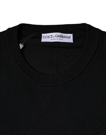 Dolce &amp; Gabbana Black Wool Knit Crew Neck Pullover Sweater