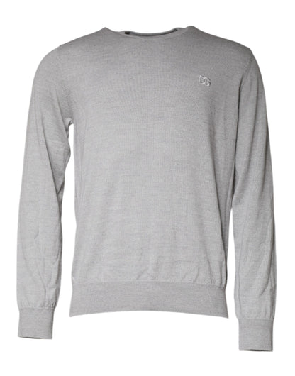 Dolce &amp; Gabbana Jersey de lana gris claro con cuello redondo